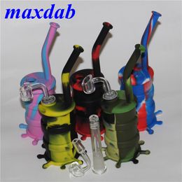 Silicone Hookah Bongs Silicon Oil Dab Rigs Pipes With Clear 4mm 14mm Male Quartz banger Nails smoking water pipe