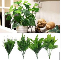 Artificial Plants Green Leaves Garden Home Decor Fake Flower Leaf Mini Artificial Flowers Wedding Bar Decoration Party Supplies