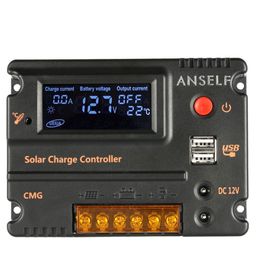 Freeshipping LCD Screen 20A Solar Charge Controller Panel Battery Regulator Auto Switch Overload Protection Temperature Compensation 12V/24V