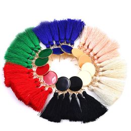 Ethnic Boho Long Cotton Tassel Earrings Dangle Drop Fringed Earring for Women Exaggerated Tassle Earrings Ear Jewellery Gift