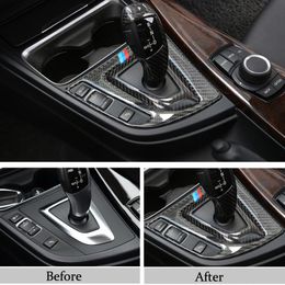 Carbon Fiber Sticker Car styling Center Control Gear Shift Panel Decorative Sticker Interior Trim For BMW 3 4 Series 3GT F30 F31 F255a