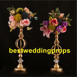 New style Creative Vase Metal Candle Holder Gold Wedding Tabletop Centrepiece Event Road Lead Party Flower Rack Home Decor best0301