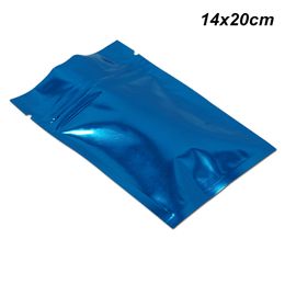 14x20cm Blue 100 Pcs Lot Foil Reusable Aluminium Foil Food Valve Pouch for Dry Food Nut Self Sealable Food Grade Zipper Snack Packing Bags