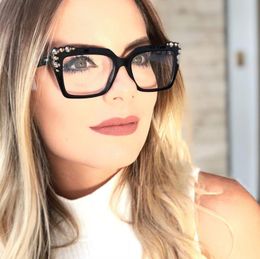 2018 Lady Square Glasses Women Metal Rivet Cat Eye Glasses Frames CCSPACE 45546 Optical Fashion Eyewear Computer Glasses