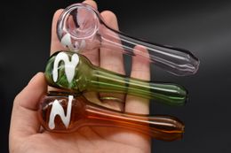 Factory Price Pyrex Oil Burner Pipes Colors Glass Spoon Pipes With Numbers Design Hand Pipe Tobacco Dry Herb pipe For Smoking