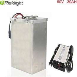 Super Power 60V 30Ah DIY Rechargable Li-ion Battery Pack for eBike with Charger BMS Portable Handle Stainless Case