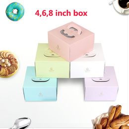 50pcs lot splendid gold stamping portable decorating cake box 6 inch 8 inch pink purple white blue free