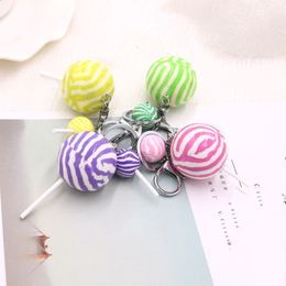 Cute Colorful Lollipop Shaped Car Keychain Fashion High Quality Candy Food Simulation Pendant Car Interior Decoration