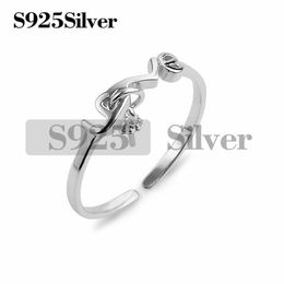 Love Ring Settings 925 Sterling Silver DIY Jewelry Findings Dangle Pearl Ring Semi Mount 5 Pieces