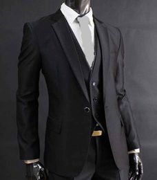 Classic Style One Button Black Groom Tuxedos Notch Lapel Groomsmen Best Man Blazer Mens Wedding Suits (Jacket+Pants+Vest+Tie) H:678