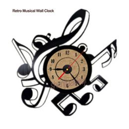 Retro Musical Wall Clock Living Room Vintage Vinyl Wall Clock Musical Themes CD Record Large 3D Home Decor Watch 1pc