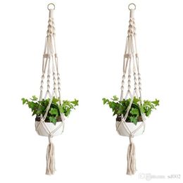 Plant Hanger Hook Flower Pot Handmade Knitting Natural Fine Cordage Planter Holder Basket Home Garden Balcony Decor 9zd ff