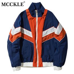MCCKLE Vintage Multicolor Colour Block Patchwork Windbreaker Jackets Mens 2018 Autumn Hip Hop Streetwear Zip Man Casual Jackets