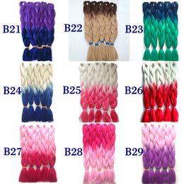 Hot Selling Braiding Hair Ombre Two Tone High Temperature Fibre Xpression Braids Hair 24 inch 100g/Pcs Synthetic Braid Hair Extension