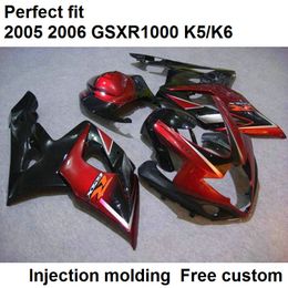 Injection Moulding fairings for Suzuki GSXR1000 2005 2006 black red motorcycle fairing kit GSXR1000 05 06 DF56