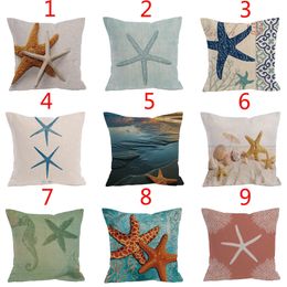 26 styles sea star cotton and linen pillow high quality pillowcase for hotel home sofa decor pillow cover waist cushion pillows