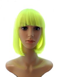 Stylish cosplay women's light green synthetic Short Wavy Hair Wigs