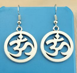 20Pair Vintage Tibetan Silver Alloy Yoga OM Charm Dangle Earrings For Women Jewellery