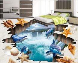 Bathroom kitchen custom The underwater world tile painting 3D PVC self-adhesive waterproof non slip floor thickening