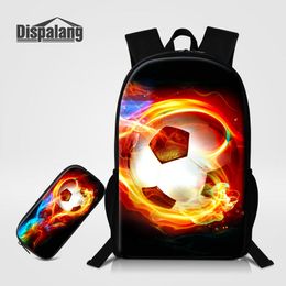 2PCS/Set Backpack Pencil Case For Primary Students Unique Design Basketball Printing School Bag For Boys Soccer Bookbags Male Mochila Rugtas