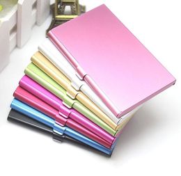Fashion Metal Colorful Business Card Holder Aluminium Alloy ID Credit Cards Cover Case Pocket Box Home Office Storage SN645