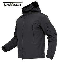 TACVASEN Men Military Jacket Coat Waterproof Tactical Jacket Winter Soft Shell Hunt Jackets Army Removable Hooded Windbreaker