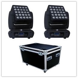 2 pieces with flightcase led disco stage light 5x5 matrix led moving head 25x10w RGBW 4in1 Led Matrix Beam Moving Head Light