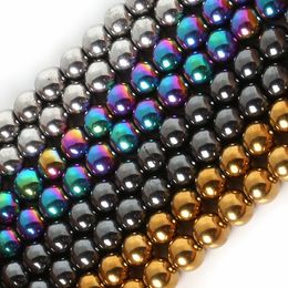 8mm Pick 4Colors Natural Stone Black Hematite beads Round Loose bead Stone ball Selectable 4/6/8/10MM For Jewellery bracelet Making