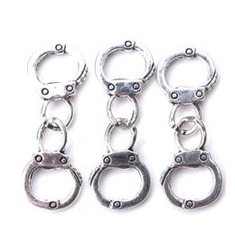 100pcs Silver Plated Handcuffs Connector Charms Pendants for Jewlery Making 18x12mm