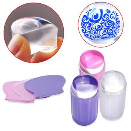 1set Clear Jelly Stamper 2.8cm Transparent Nail Stamping Stamp Scraper Polish Print Transfer Nail Stamper Tool