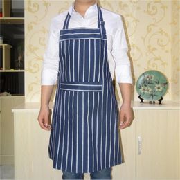 100 cotton apron men and women practical waterproof and oilrepellent apron kitchen household cleanser apron blue 6575cm