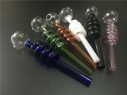 high quality curved glass pipes Hand tobacco Pipe Colorful Glass oil Pipes large bubbler burner dry herb smoking pipe free shipping