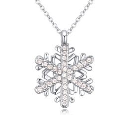 snowflake necklace made with Austrian crystal new Christmas jewellery for girls white gold Colour plating best Jewellery gift