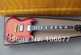 High Quality Deluxe SG 400 Custom Cherry Red Quilt Maple Electric Guitar 2 Pickups 6 Strings Instrument Free Shipping