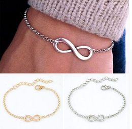 20pcs/lot Popular Plating Gold Metal Cross Infinite Bracelet Bangle Charm chain bracelets Jewellery For Women high Quality