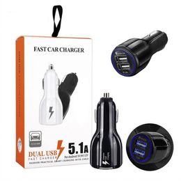 For Samsung Galaxy S9 QC 3.0 Fast Car Charger 3.1A Quick Charge Dual Usb Port With Retail Package