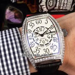 New SECRET HOURS CURVEX 8880 SE White Dial Japan Miyota 8125 Automatic Mens Watch Silver Diamond Case Leather Strap Watches