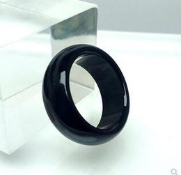 Genuine Natural Black Onyx Ring Jade Ring Ring Ink Jade Puller