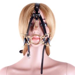 Metal Spider Ring Gag with Head Slave Harness Nose Hook Mouth Gags Sex Toys For Couple Adult Games Female Flirting Sex Products