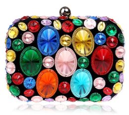 Fashion Europe and The United States Small Diamond Bag Beautiful Colorful Resin And Diamonds Handbags For Women
