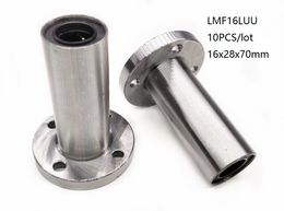 10pcs/lot LMF16LUU 16mm linear ball bearings longer flanged linear bushing linear motion bearings 3d printer parts cnc router 16x28x70mm