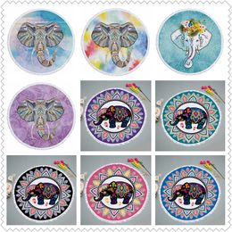 150cm Microfiber Round Beach Towel Thick Soft Super Absorbent Tassel Towels Rainbow Elephant Mandala Beach Bath Towels Toallas 4 Designs