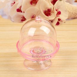 FREE SHIPPING 12PCS Acrylic Clear Mini Cake Stand Baby Shower Party Gifts Birthday Favours Holders Children Party Decoration Sweet Package