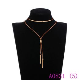3pcs Fashion Handmade Leather Rope Long Necklace For Women Double Layer Straight Pendant Jewelry Party Gifts A0831