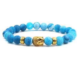 stone bead bracelet weathered agate Yoga chakra men Jewelry Women buddha head charm bracelet
