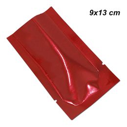 200pcs 9x13 cm Red Vacuum Sealer Food Storage Packing Bag Open Top Heat Seal Sample Packets Aluminium Foil Food Grade Long Term Storage Pouch