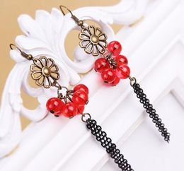 Hot Style National style Jewellery string red crystal beads earring liu suisen female earrings refined classic elegant