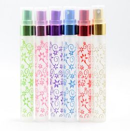 10ml Travel Portable Small Perfume Container Unique Printing 6 Colors Mini Atomizer Glass Spray Perfume Bottles LX3183