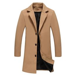 Yün Ceket Erkekler Rahat Palto Kış ve Sonbahar Ceket Erkek Moda Katı Uzun Siper Parkas Kalın Sıcak Slim Fit Dış Giyim YL6037
