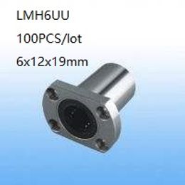 100pcs/lot LMH6UU 6mm linear ball bearings oval flanged linear bushing linear motion bearings 3d printer parts cnc router 6x12x19mm